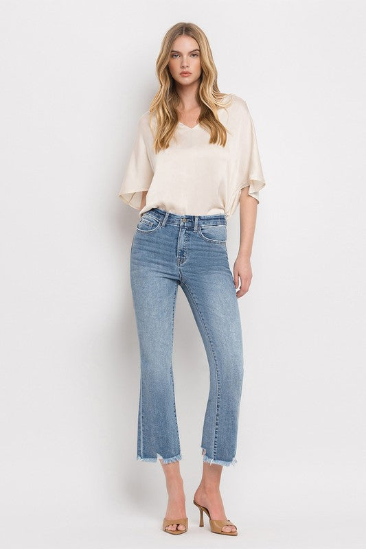 High Rise Crop Flare JeansThe High Rise Crop Flare Jeans are a versatile addition to your denim collection. Crafted from comfort stretch denim, they offer both style and flexibility. With a h