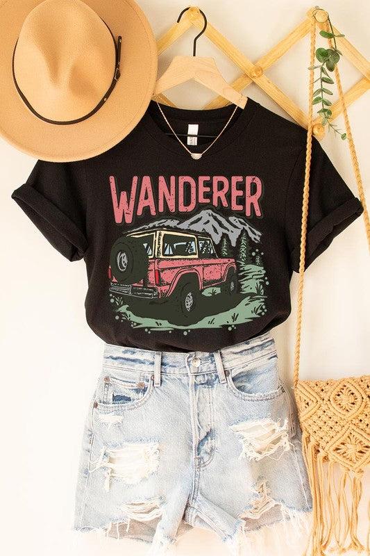 Wanderer Adventure Graphic T ShirtsWanderer Adventure Graphic T Shirts.Unisex Crew Neck Short Sleeve Tees.Crafted from premium materials, tailored to your lifestyle, ensuring a comfortable fit for any