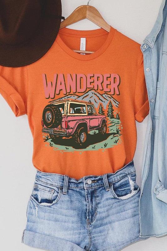 Wanderer Adventure Graphic T ShirtsWanderer Adventure Graphic T Shirts.Unisex Crew Neck Short Sleeve Tees.Crafted from premium materials, tailored to your lifestyle, ensuring a comfortable fit for any