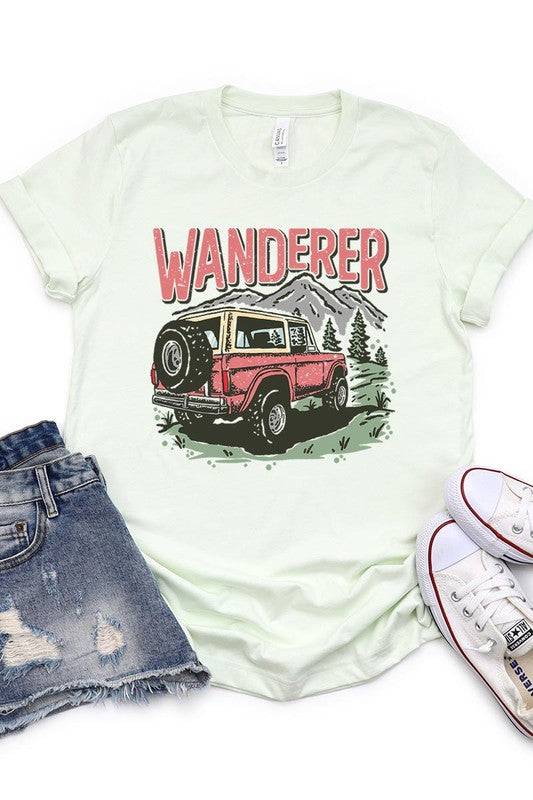 Wanderer Adventure Graphic T ShirtsWanderer Adventure Graphic T Shirts.Unisex Crew Neck Short Sleeve Tees.Crafted from premium materials, tailored to your lifestyle, ensuring a comfortable fit for any