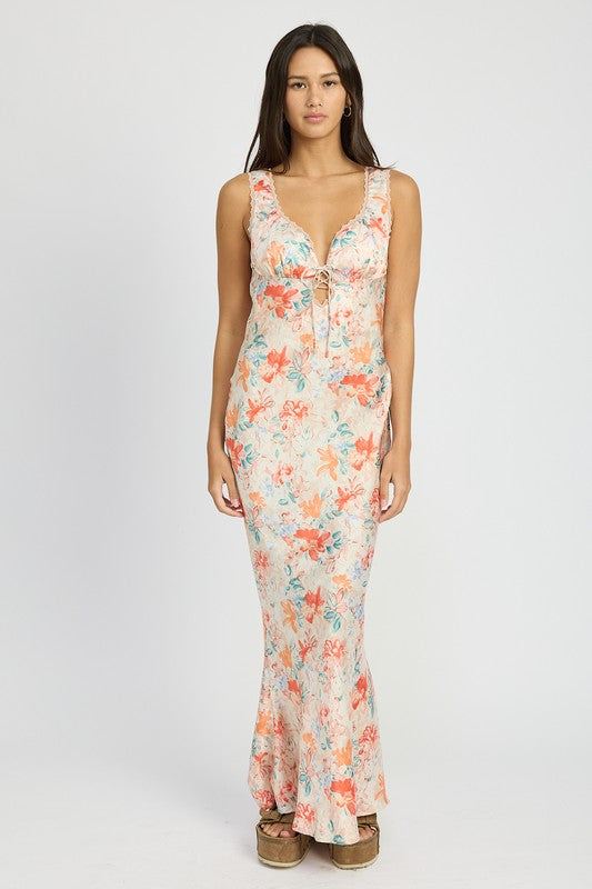 FLORAL MERMAID MAXI DRESSSIZE &amp; FIT :MODEL WEARS SIZE SMALLMODEL'S HEIGHT 5'9Made In: IMPORTEDFabric Contents: 100% POLYESTER