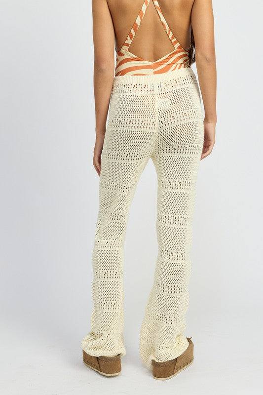 CROCHET PANTS WITH DRAWSTRINGSSIZE &amp; FIT :MODEL WEARS SIZE SMALLMODEL'S HEIGHT 5'9Made In: IMPORTEDFabric Contents: 100% COTTON