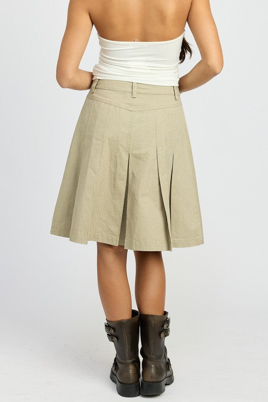 KNEE LENGTH PLEATED SKRTSIZE &amp; FIT :MODEL WEARS SIZE SMALLMODEL'S HEIGHT 5'9Made In: IMPORTEDFabric Contents: 100% COTTON