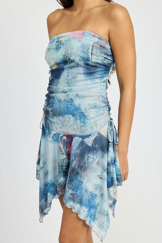 TIE DYE SHARKBITE TUBE DRESSSIZE &amp; FIT :MODEL WEARS SIZE SMALLMODEL'S HEIGHT 5'9Made In: USA