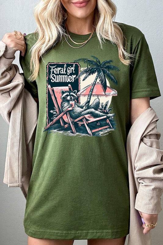 Feral Girl Summer Graphic T ShirtsFeral Girl Summer Graphic T Shirts.Unisex Crew Neck Short Sleeve Tees.Crafted from premium materials, tailored to your lifestyle, ensuring a comfortable fit for any 