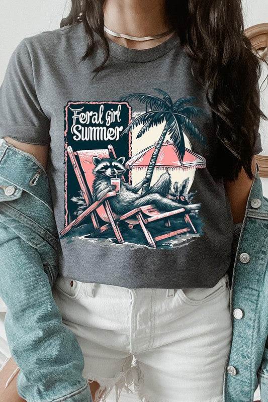 Feral Girl Summer Graphic T ShirtsFeral Girl Summer Graphic T Shirts.Unisex Crew Neck Short Sleeve Tees.Crafted from premium materials, tailored to your lifestyle, ensuring a comfortable fit for any 