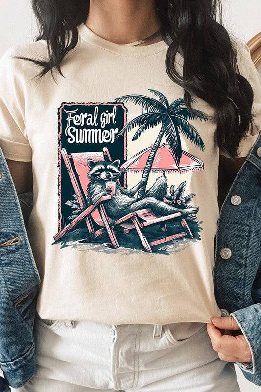 Feral Girl Summer Graphic T ShirtsFeral Girl Summer Graphic T Shirts.Unisex Crew Neck Short Sleeve Tees.Crafted from premium materials, tailored to your lifestyle, ensuring a comfortable fit for any 