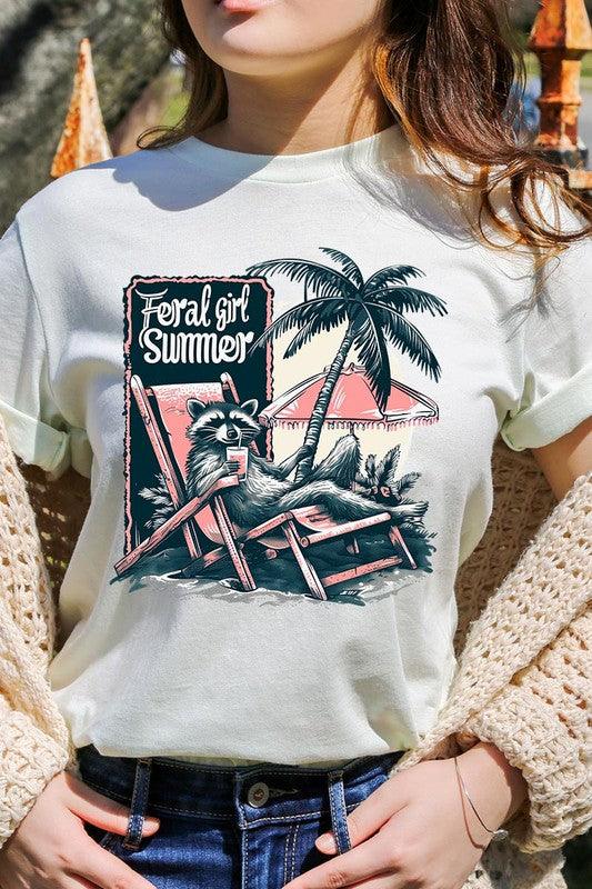 Feral Girl Summer Graphic T ShirtsFeral Girl Summer Graphic T Shirts.Unisex Crew Neck Short Sleeve Tees.Crafted from premium materials, tailored to your lifestyle, ensuring a comfortable fit for any 