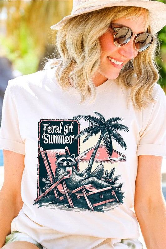 Feral Girl Summer Graphic T ShirtsFeral Girl Summer Graphic T Shirts.Unisex Crew Neck Short Sleeve Tees.Crafted from premium materials, tailored to your lifestyle, ensuring a comfortable fit for any 