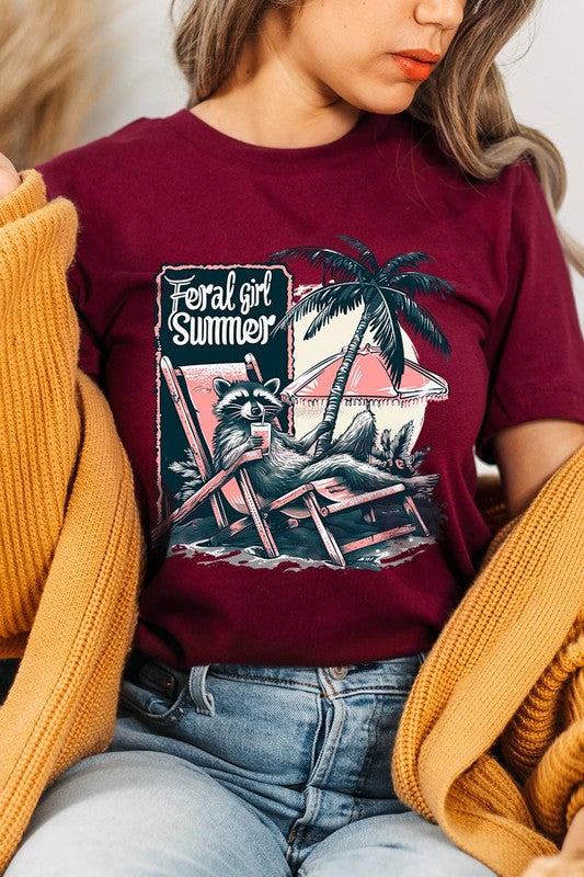 Feral Girl Summer Graphic T ShirtsFeral Girl Summer Graphic T Shirts.Unisex Crew Neck Short Sleeve Tees.Crafted from premium materials, tailored to your lifestyle, ensuring a comfortable fit for any 