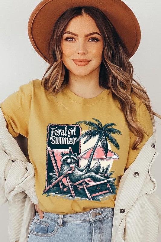 Feral Girl Summer Graphic T ShirtsFeral Girl Summer Graphic T Shirts.Unisex Crew Neck Short Sleeve Tees.Crafted from premium materials, tailored to your lifestyle, ensuring a comfortable fit for any 