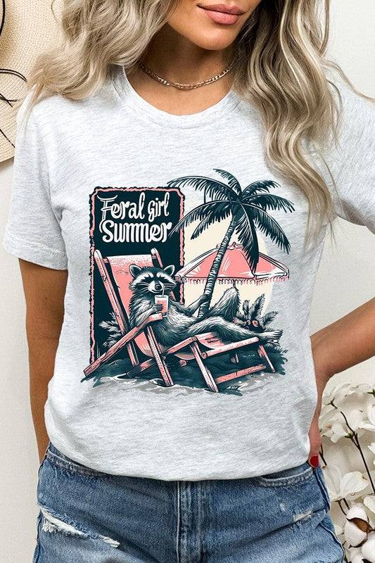 Feral Girl Summer Graphic T ShirtsFeral Girl Summer Graphic T Shirts.Unisex Crew Neck Short Sleeve Tees.Crafted from premium materials, tailored to your lifestyle, ensuring a comfortable fit for any 