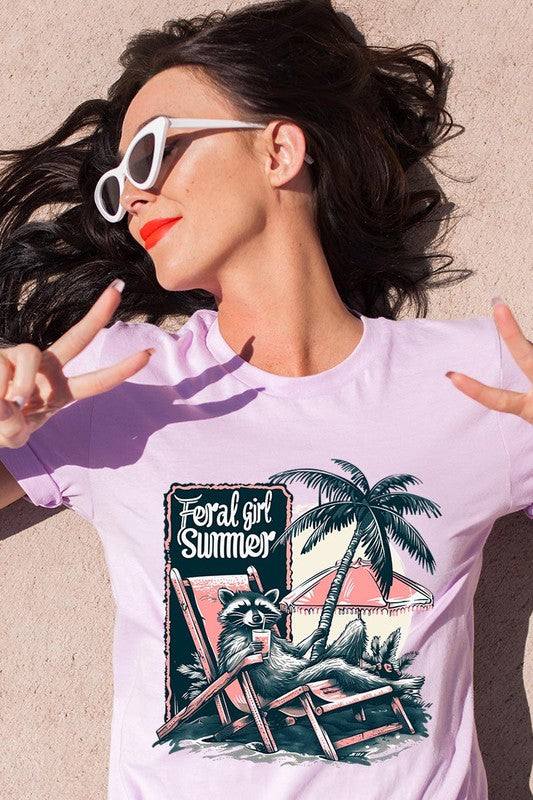 Feral Girl Summer Graphic T ShirtsFeral Girl Summer Graphic T Shirts.Unisex Crew Neck Short Sleeve Tees.Crafted from premium materials, tailored to your lifestyle, ensuring a comfortable fit for any 