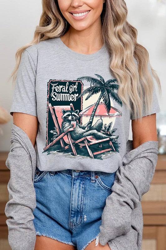 Feral Girl Summer Graphic T ShirtsFeral Girl Summer Graphic T Shirts.Unisex Crew Neck Short Sleeve Tees.Crafted from premium materials, tailored to your lifestyle, ensuring a comfortable fit for any 