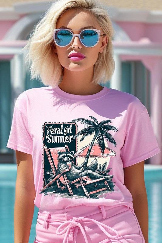 Feral Girl Summer Graphic T ShirtsFeral Girl Summer Graphic T Shirts.Unisex Crew Neck Short Sleeve Tees.Crafted from premium materials, tailored to your lifestyle, ensuring a comfortable fit for any 