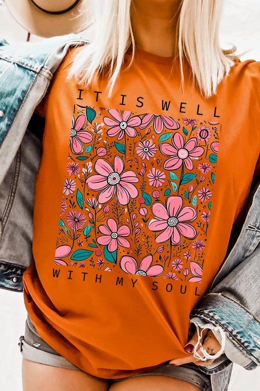 It Is Well With My Soul Flower Graphic TeeIt Is Well With My Soul Flower Graphic Tee.Unisex Crew Neck Short Sleeve Tees.Crafted from premium materials, tailored to your lifestyle, ensuring a comfortable fit 