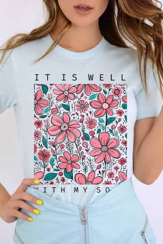 It Is Well With My Soul Flower Graphic TeeIt Is Well With My Soul Flower Graphic Tee.Unisex Crew Neck Short Sleeve Tees.Crafted from premium materials, tailored to your lifestyle, ensuring a comfortable fit 