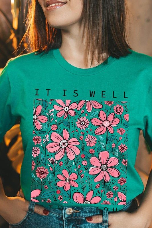 It Is Well With My Soul Flower Graphic TeeIt Is Well With My Soul Flower Graphic Tee.Unisex Crew Neck Short Sleeve Tees.Crafted from premium materials, tailored to your lifestyle, ensuring a comfortable fit 