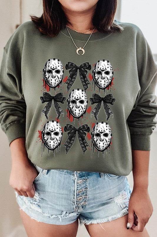 Horror Halloween Graphic Fleece SweatshirtsHorror Halloween Coquette Bow Graphic Fleece Sweatshirts.Unisex Crew Neck Long Sleeve Sweaters Knits.Crafted from premium materials, tailored to your lifestyle, ensu