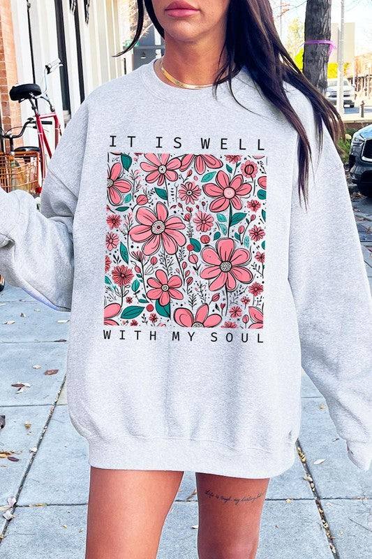 It Is Well With My Soul Graphic Fleece SweatshirtsIt Is Well With My Soul Flower Graphic Fleece Sweatshirts.Unisex Crew Neck Long Sleeve Sweaters Knits.Crafted from premium materials, tailored to your lifestyle, ens