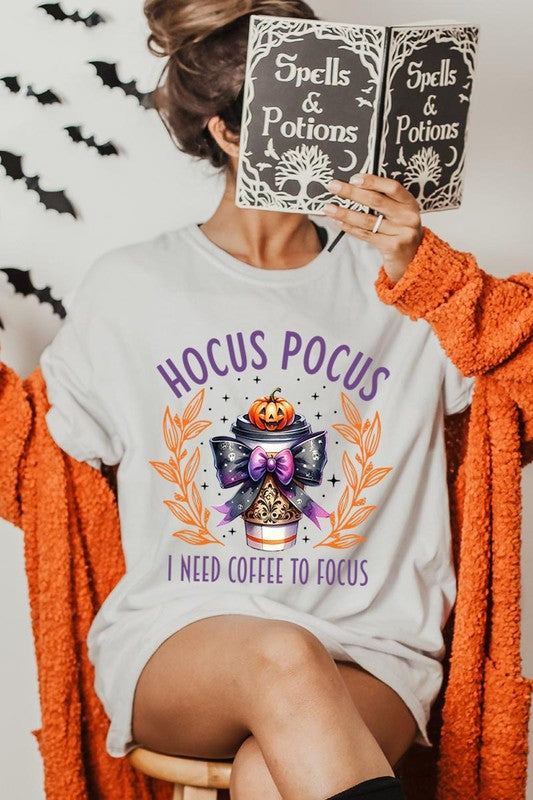 Hocus Pocus I Need Coffee To Focus Graphic TeeHocus Pocus I Need Coffee To Focus Graphic Tee.Unisex Crew Neck Short Sleeve Tees.Crafted from premium materials, tailored to your lifestyle, ensuring a comfortable 