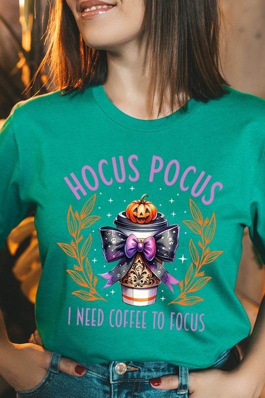 Hocus Pocus I Need Coffee To Focus Graphic TeeHocus Pocus I Need Coffee To Focus Graphic Tee.Unisex Crew Neck Short Sleeve Tees.Crafted from premium materials, tailored to your lifestyle, ensuring a comfortable 