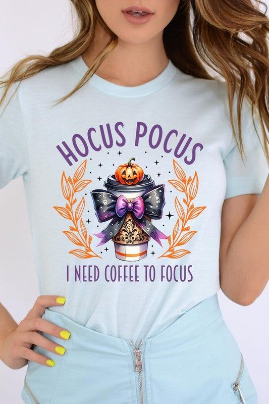 Hocus Pocus I Need Coffee To Focus Graphic TeeHocus Pocus I Need Coffee To Focus Graphic Tee.Unisex Crew Neck Short Sleeve Tees.Crafted from premium materials, tailored to your lifestyle, ensuring a comfortable 