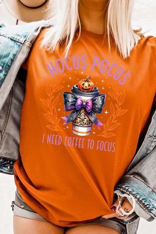 Hocus Pocus I Need Coffee To Focus Graphic TeeHocus Pocus I Need Coffee To Focus Graphic Tee.Unisex Crew Neck Short Sleeve Tees.Crafted from premium materials, tailored to your lifestyle, ensuring a comfortable 