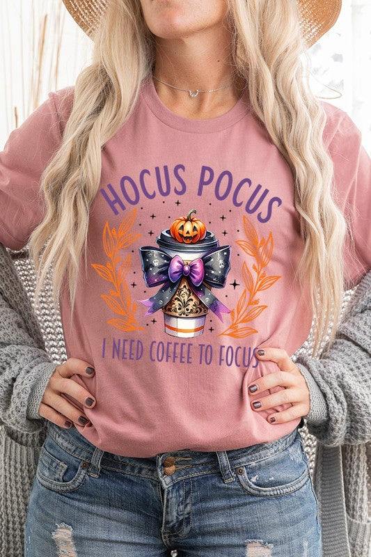 Hocus Pocus I Need Coffee To Focus Graphic TeeHocus Pocus I Need Coffee To Focus Graphic Tee.Unisex Crew Neck Short Sleeve Tees.Crafted from premium materials, tailored to your lifestyle, ensuring a comfortable 