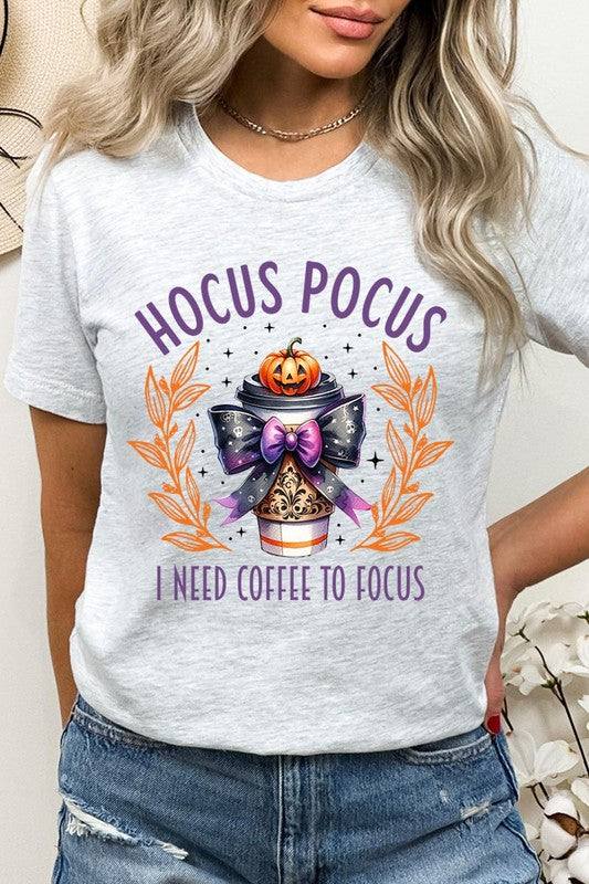 Hocus Pocus I Need Coffee To Focus Graphic TeeHocus Pocus I Need Coffee To Focus Graphic Tee.Unisex Crew Neck Short Sleeve Tees.Crafted from premium materials, tailored to your lifestyle, ensuring a comfortable 