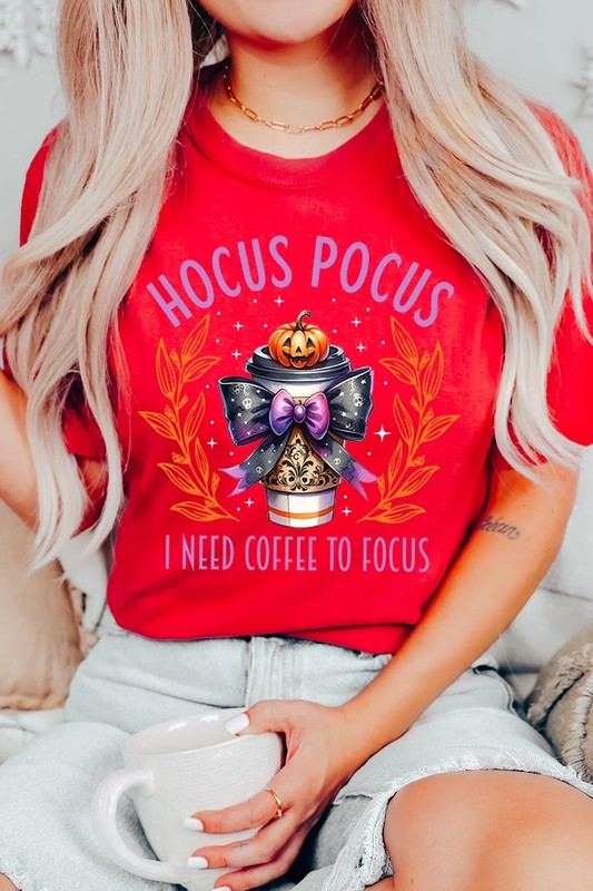 Hocus Pocus I Need Coffee To Focus Graphic TeeHocus Pocus I Need Coffee To Focus Graphic Tee.Unisex Crew Neck Short Sleeve Tees.Crafted from premium materials, tailored to your lifestyle, ensuring a comfortable 