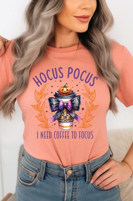 Hocus Pocus I Need Coffee To Focus Graphic TeeHocus Pocus I Need Coffee To Focus Graphic Tee.Unisex Crew Neck Short Sleeve Tees.Crafted from premium materials, tailored to your lifestyle, ensuring a comfortable 