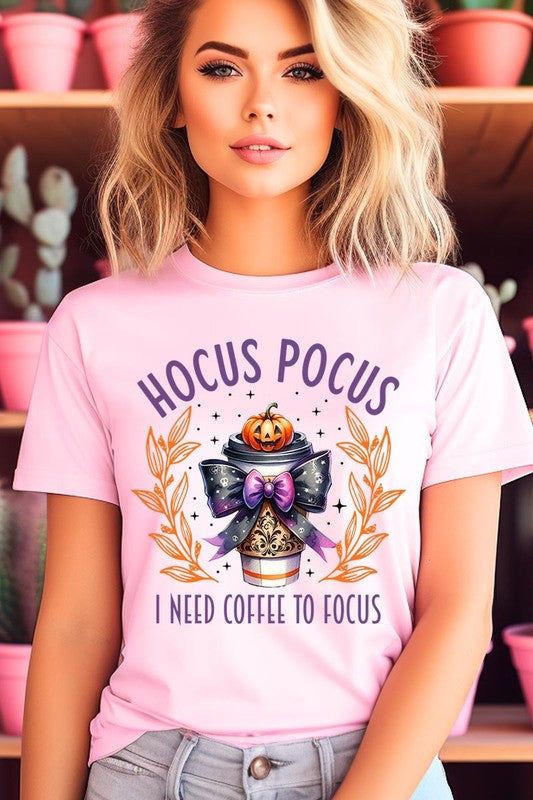 Hocus Pocus I Need Coffee To Focus Graphic TeeHocus Pocus I Need Coffee To Focus Graphic Tee.Unisex Crew Neck Short Sleeve Tees.Crafted from premium materials, tailored to your lifestyle, ensuring a comfortable 