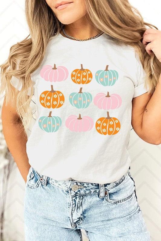 Cute Groovy Pumpkins  Graphic TeeCute Groovy Pumpkins Graphic Tee.Unisex Crew Neck Short Sleeve Tees.Crafted from premium materials, tailored to your lifestyle, ensuring a comfortable fit for any oc