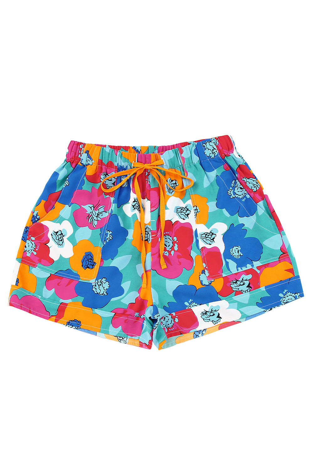 Multicolor Floral Print Drawstring Elastic Waist ShortsMaterial:100%Polyester



		The shorts are the perfect addition to any summer wardrobe, offering comfort and style in one chic package.
	
	
		With their vibrant