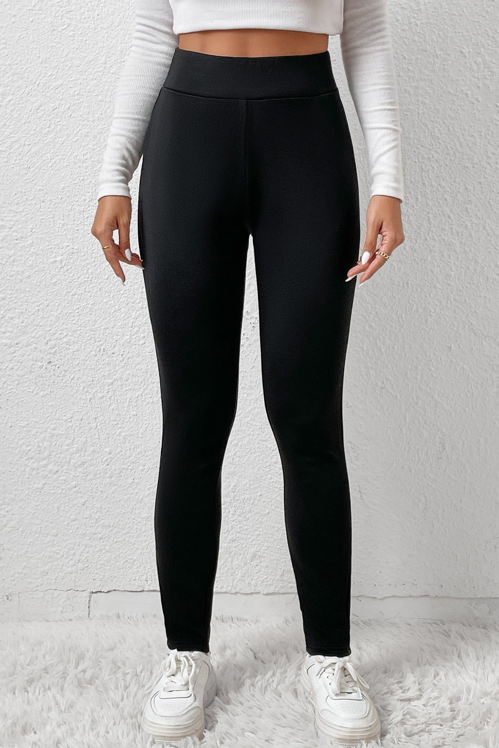 Black Fleece Lining Winter Thermal High Waist Leggings