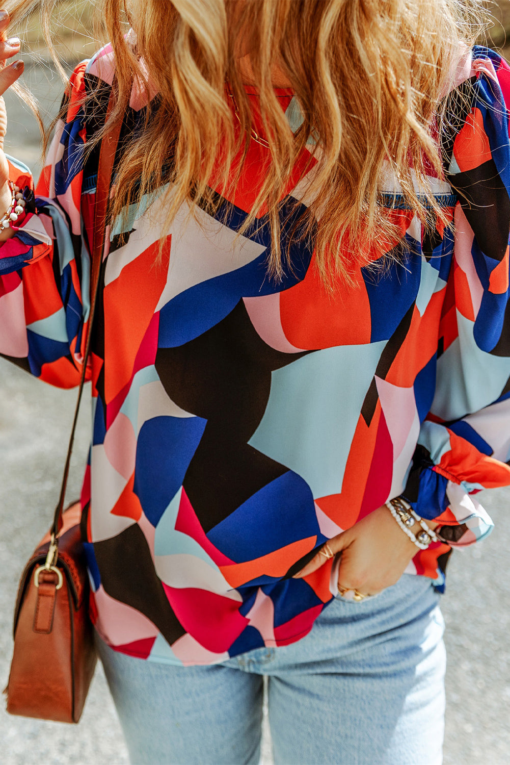 Multicolor Casual Abstract Print Puff Sleeve BlouseMaterial:100%Polyester



		•An artful abstract pattern bursts with bold color on this light and airy blouse.
	
	
		•Highlights: Relaxed fit, long sleeves with 