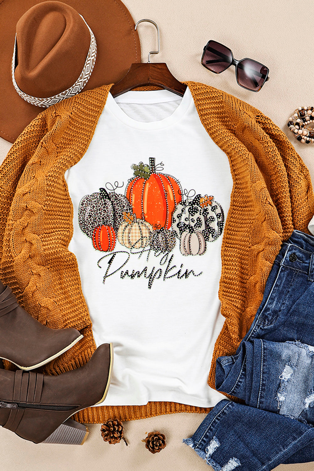 White Thanksgiving Hey Pumpkin Graphic Tee