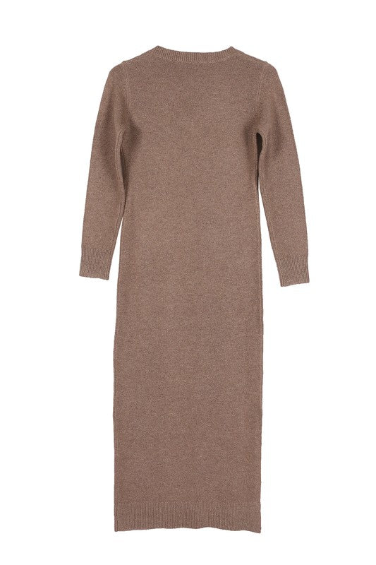 V-Neck Sweater Maxi DressThe V-Neck Sweater Maxi Dress is the epitome of effortless elegance. Made from a soft and cozy knit fabric, this dress combines comfort with style. The V-neckline ad