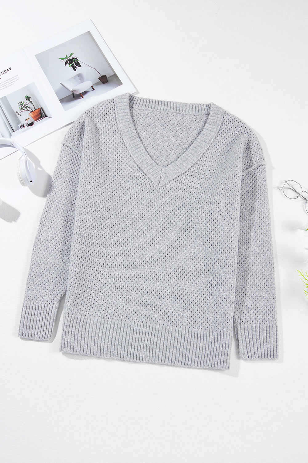 Parchment Plain Oversized Hollowed Knit Sweater