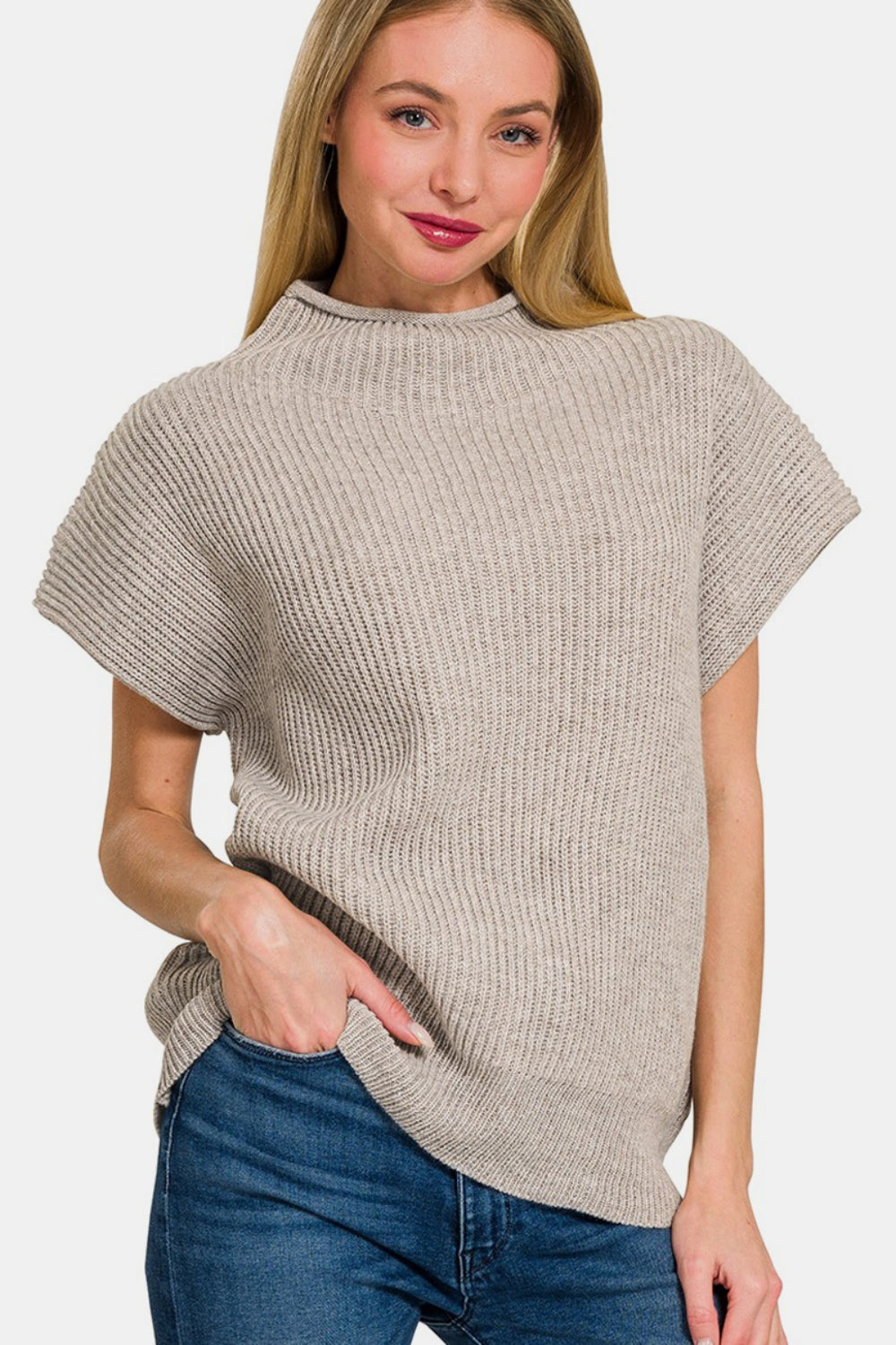 Zenana Short Sleeve Mock Neck SweaterStay effortlessly stylish with this Short Sleeve Mock Neck Sweater. The mock neck design adds a touch of sophistication, making it perfect for both casual and dressi