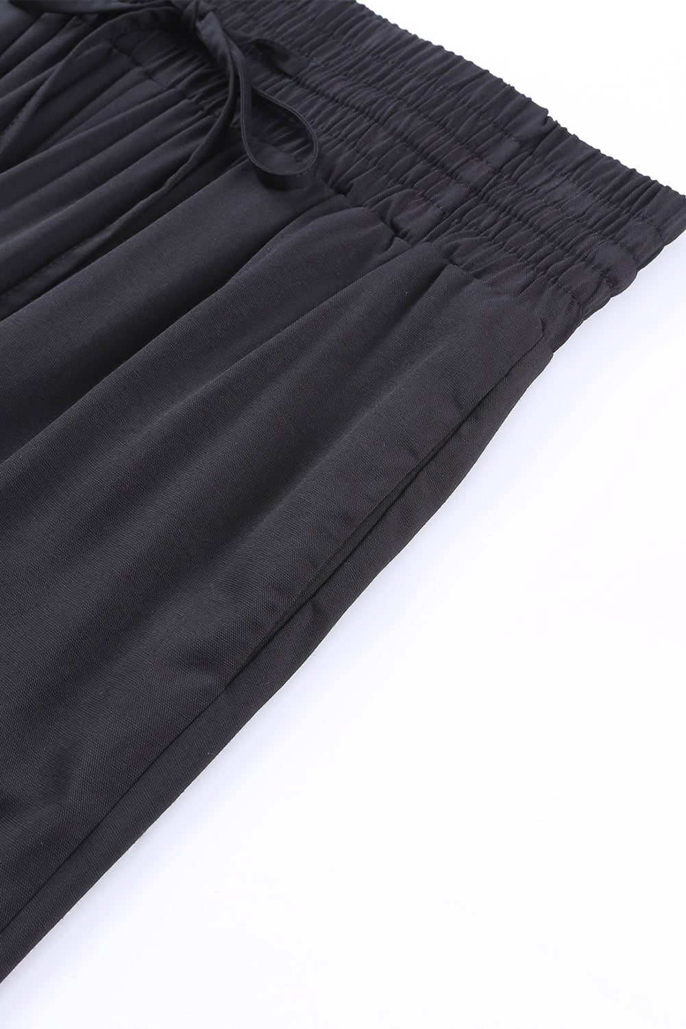 Blue Casual Drawstring Shirred Elastic Waist Wide Leg PantsMaterial:65%Viscose+35%Polyester



		These wide leg pants
are casual and comfy with a loose fit style
	
	
		The smocked waist
design is fashionable and very 