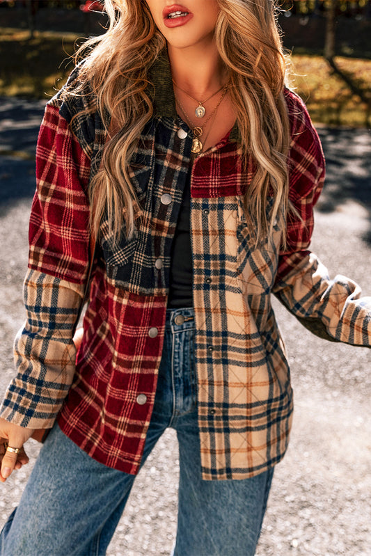 Red Mixed Plaid Pocketed Button-up ShacketMaterial:100%Polyester

• Stand out in style with our shacket, blending sophistication with a touch of playfulness.
• Crafted with quality materials, this shacket 