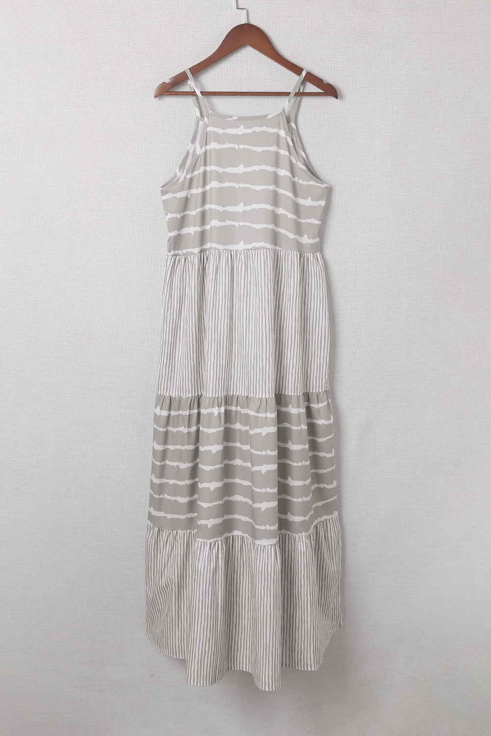 Grey Tie Dye Spaghetti Strap Summer Maxi Dress