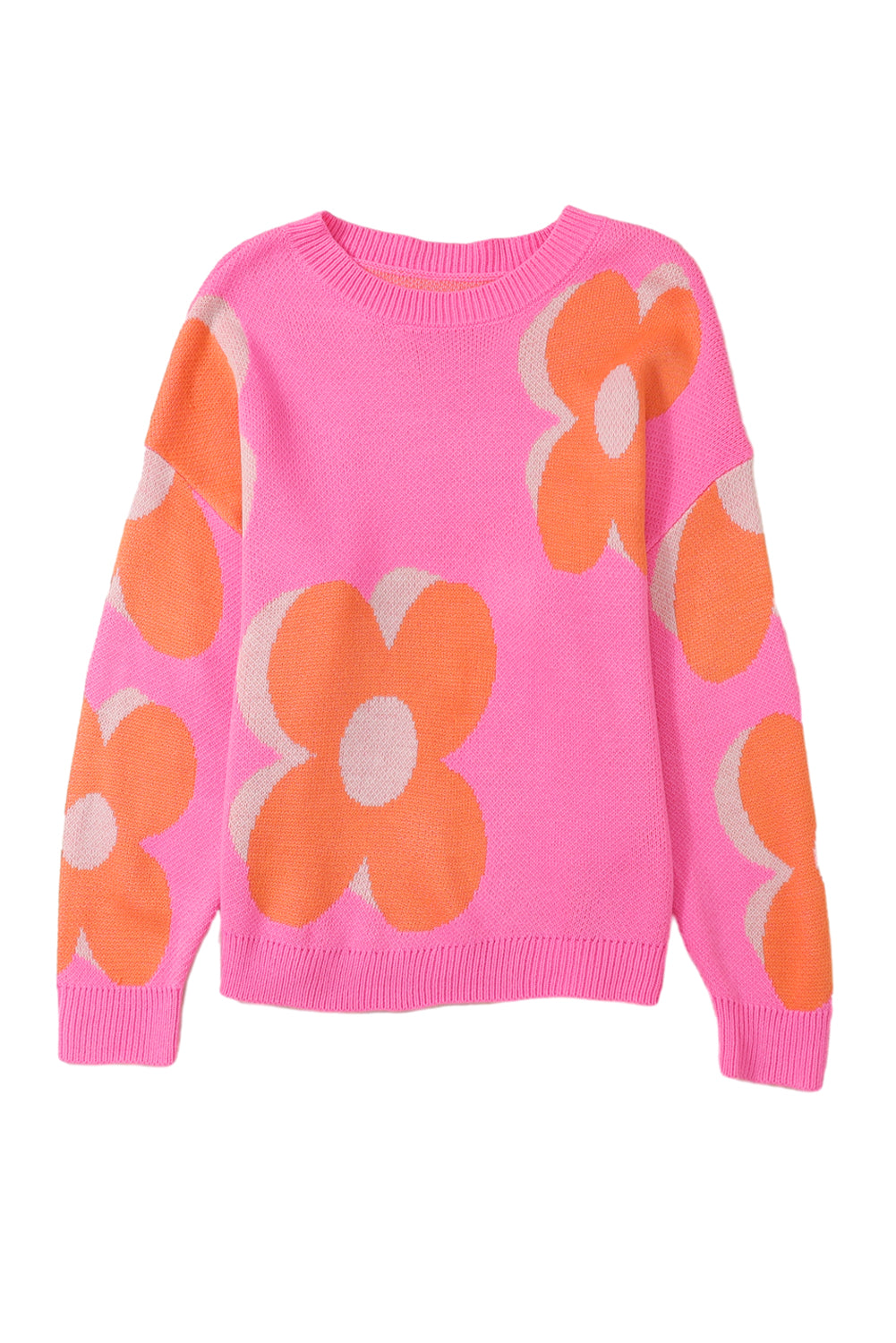 Pink & Orange 60s Floral Cable Knitted SweaterMaterial:100%Acrylic



		Add a pop of color and style to your wardrobe with our Pink &amp; Orange Floral Cable Knitted Sweater. This sweater features a vibrant fl