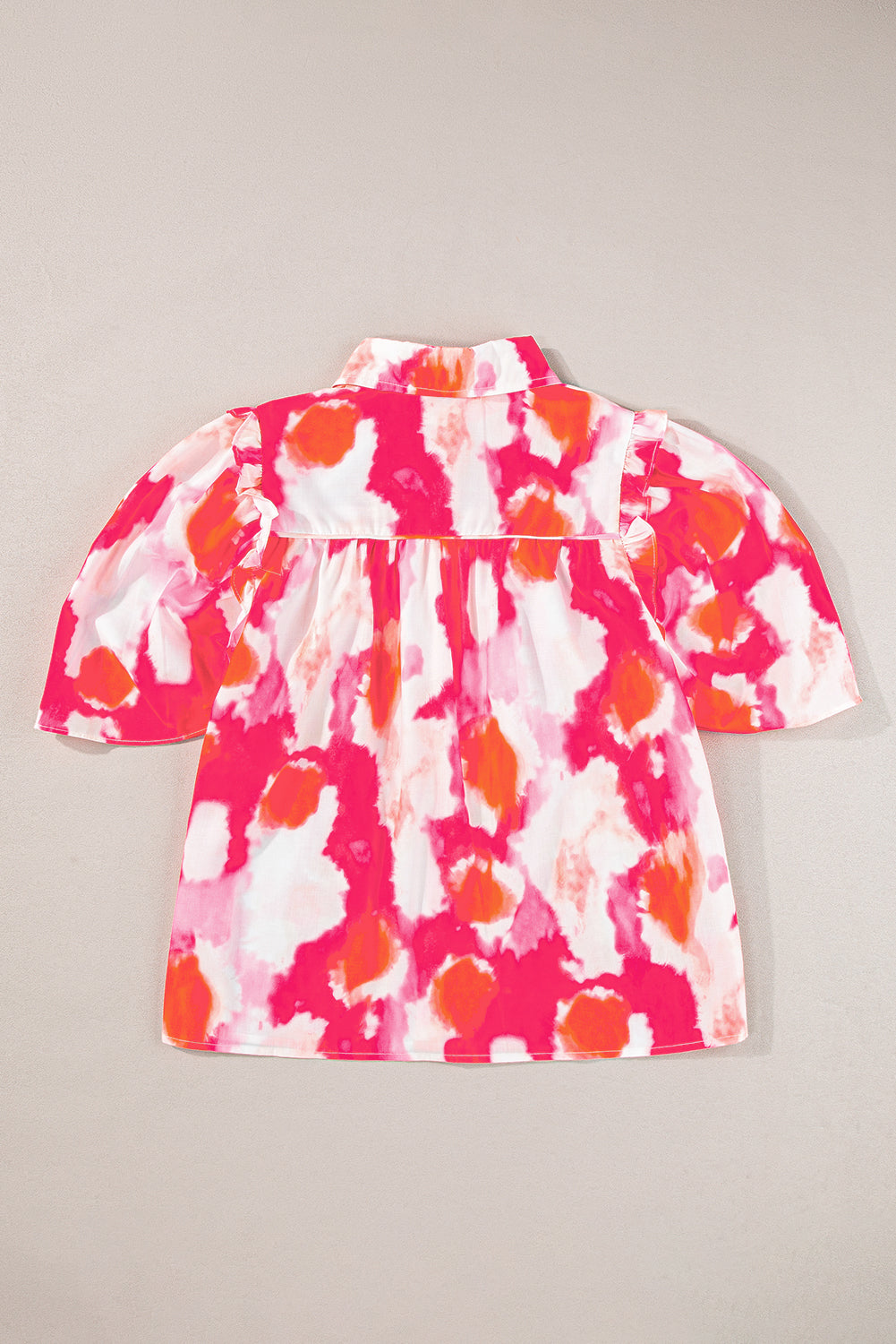 Multicolour Tie Dye Abstract Print Ruffle Puff Sleeve Pleated BlouseMaterial:100%Polyester



		This shirt features a unique tie-dye print that is sure to turn heads. 
	
	
		The vibrant colors and abstract design make it a perfe