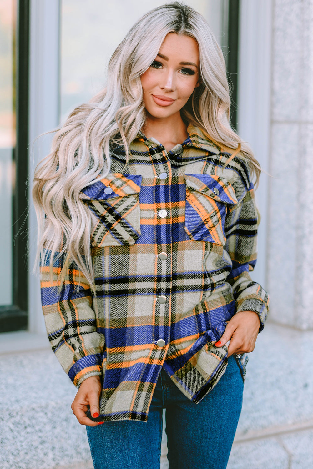 Khaki Plaid Print Casual Button Up Pocket ShacketMaterial:100%Polyester



		Sweet yet rugged plaid details adorn this cozy shirt
	
	
		Designed with a button front, long sleeves, large front pockets &amp; an 