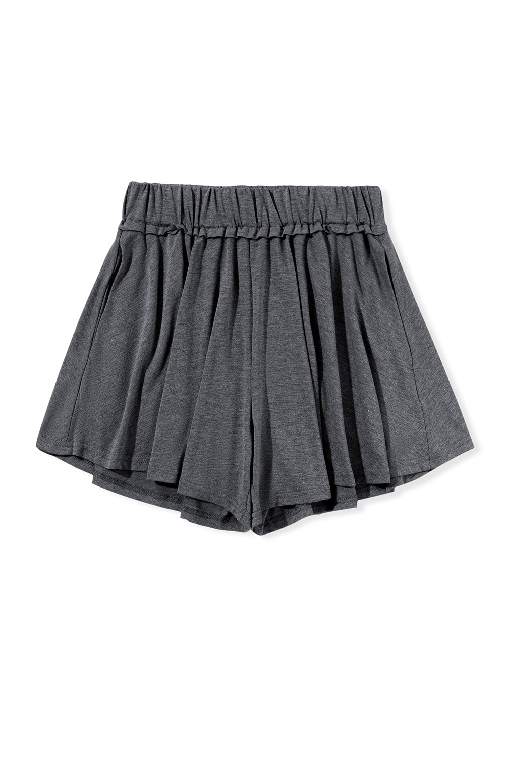 Gray Elastic Waist Side Pocket Culotte Shorts