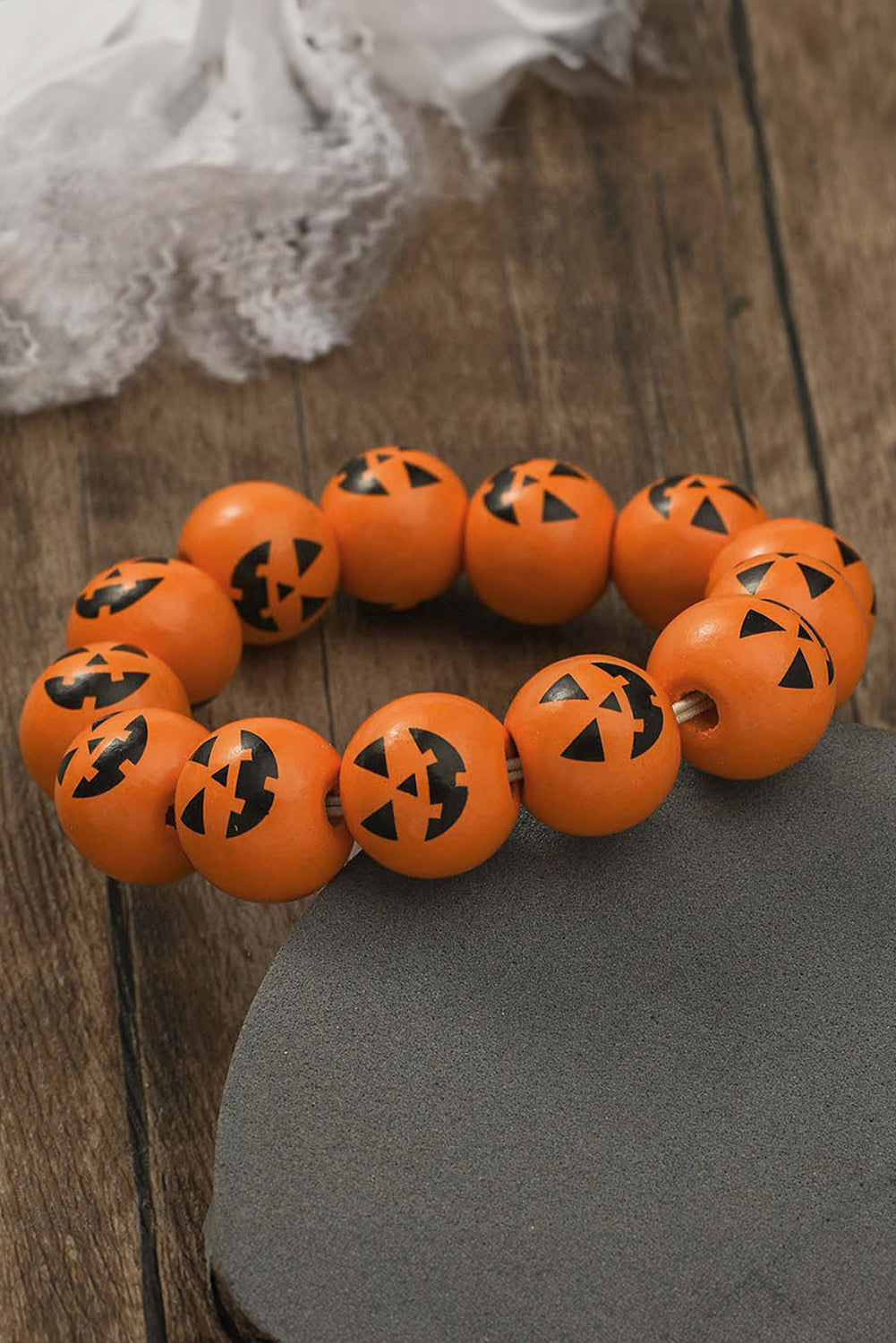 Russet Orange Halloween Pumpkin Beaded Bracelet