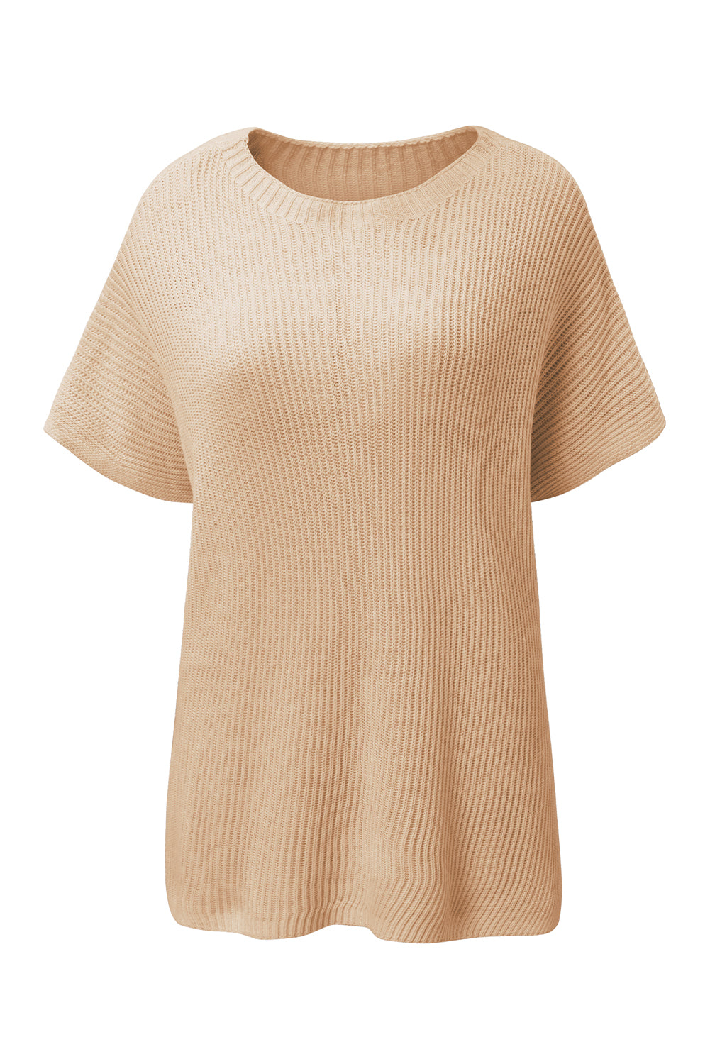 Apricot Side Slit Short Sleeve Oversized SweaterMaterial:55%Acrylic+45%Cotton



		The sweater is a comfortable and chic addition to your wardrobe. Made from breathable, lightweight, and stretchy knitted fabric,